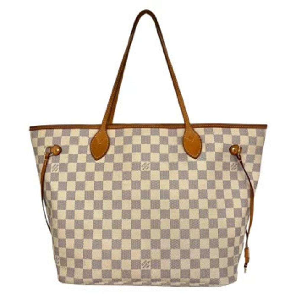 LOUIS VUITTON Neverfull Damier Azur White Tote Bag Shoulder White